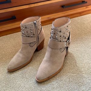 Coach Tan Suede Metal Embellished Booties size 8